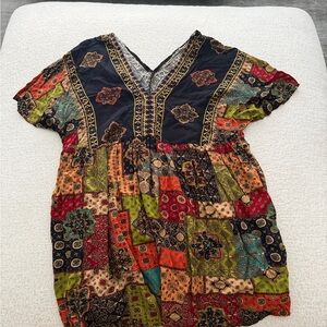 Boho Patchwork V-Neck Women’s Dress/ beach cover